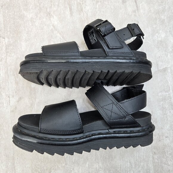 Dr. Martens Voss Quad Platform Sandals Size 8 Black Leather Grunge Y2K Chunky - Picture 6 of 10